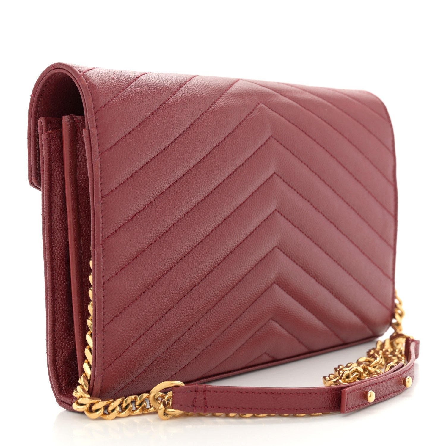 Grain De Poudre Matelasse Chevron Monogram Chain Wallet Opyum Red - Image 3