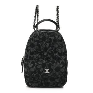 Denim Quilted Flower CC Mini Classic Backpack Black