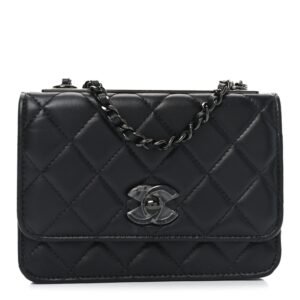 Lambskin Quilted Mini Trendy CC Wallet On Chain WOC So Black