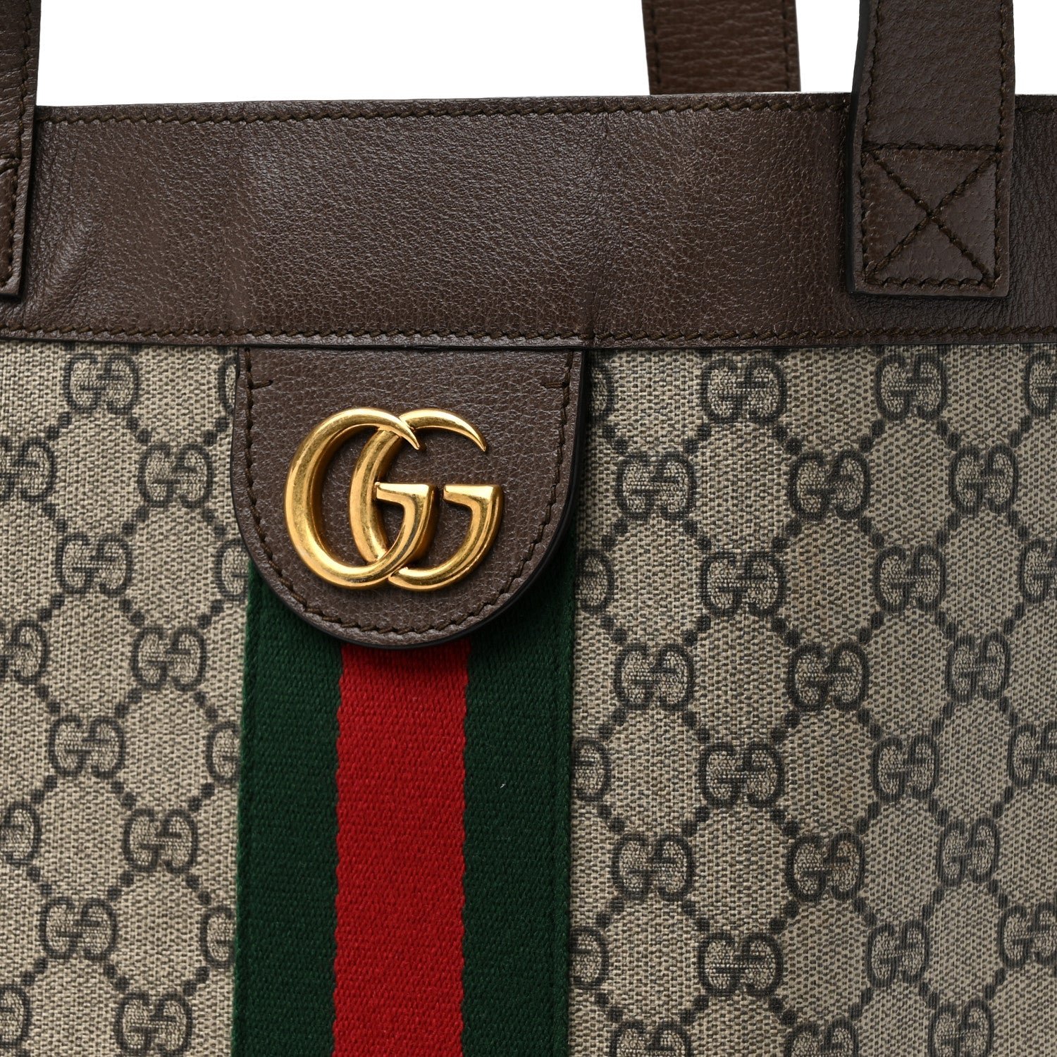 GG Supreme Monogram Web Large Ophidia Vertical Shopping Tote Brown - Image 8