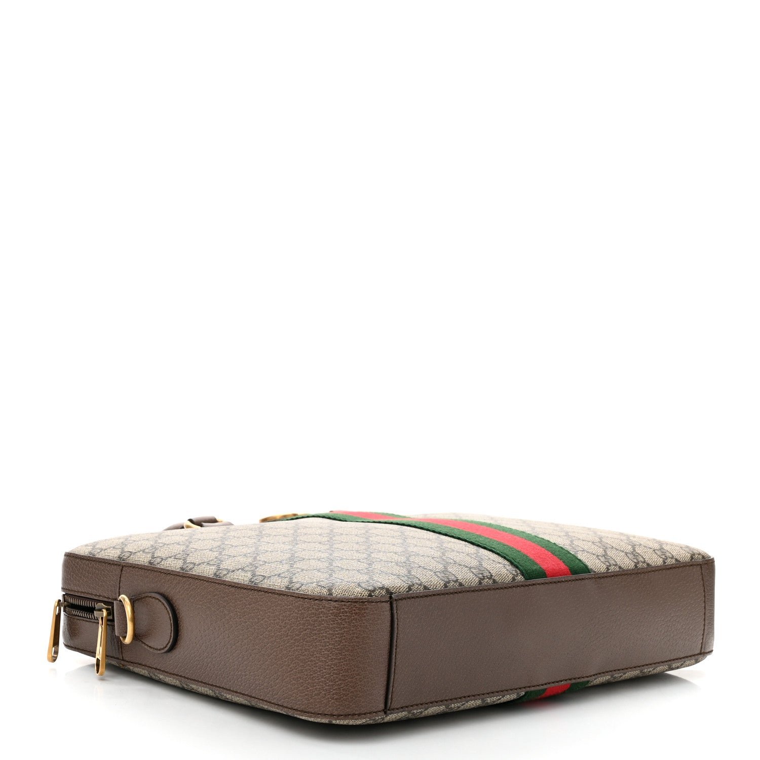 GG Supreme Monogram Textured Calfskin Web Medium Ophidia Briefcase Beige Ebony New Acero - Image 4