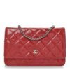 Patent Calfskin Quilted Wallet On Chain WOC Pink