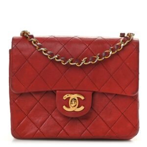 Lambskin Quilted Mini Square Flap Red