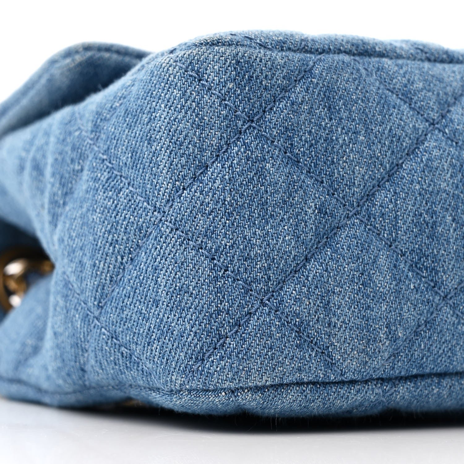 Denim Quilted Mini Pearl Crush Rectangular Flap Blue - Image 9