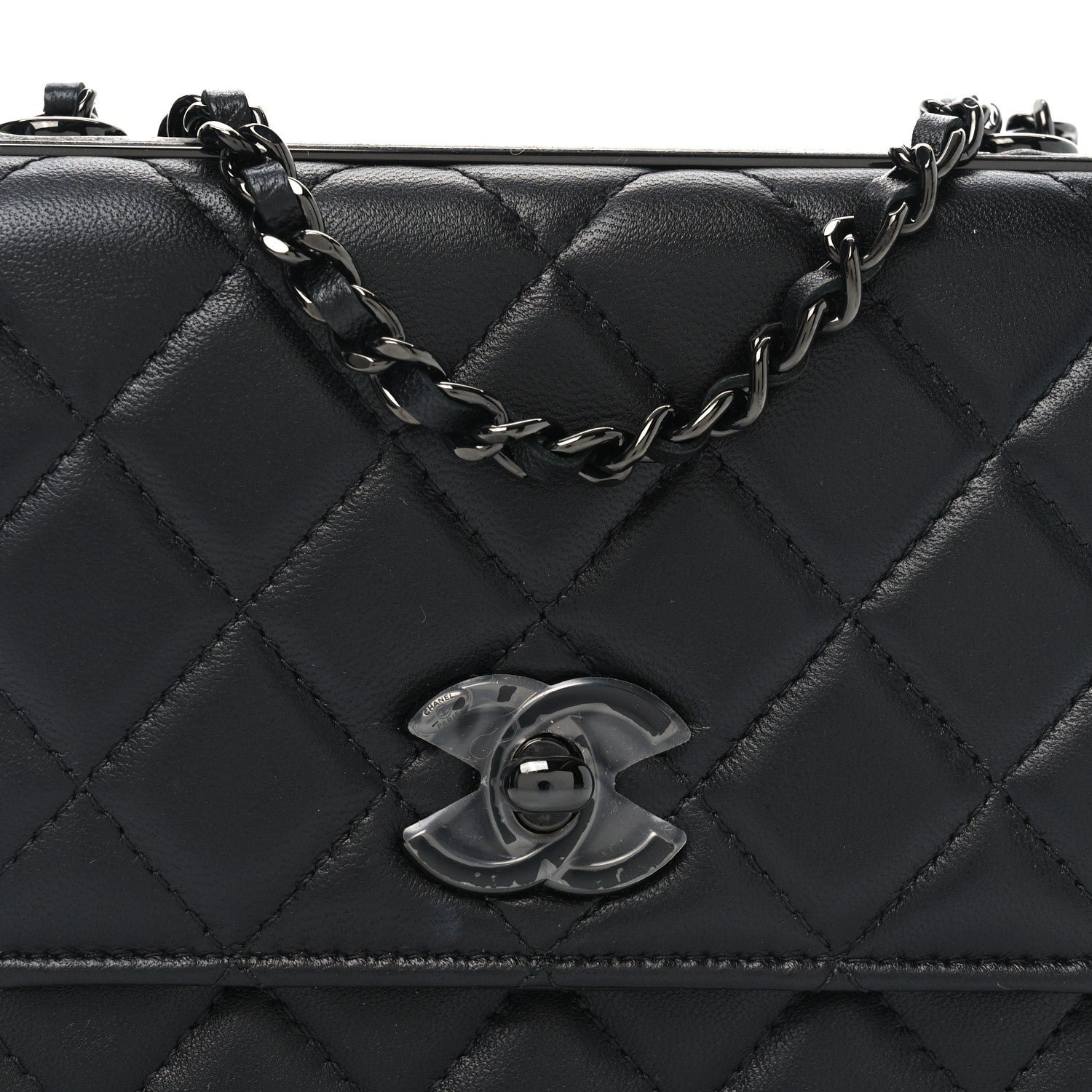 Lambskin Quilted Mini Trendy CC Wallet On Chain WOC So Black - Image 8