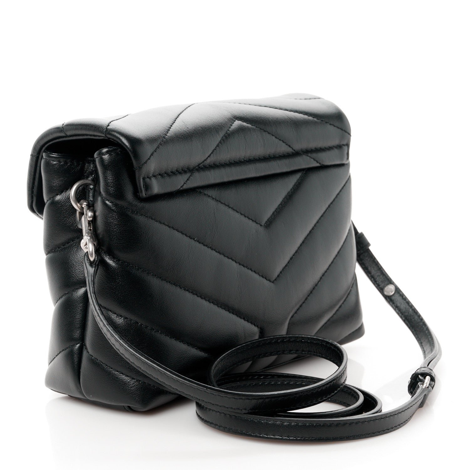Calfskin Y Quilted Monogram Toy Loulou Crossbody Bag Black - Image 3