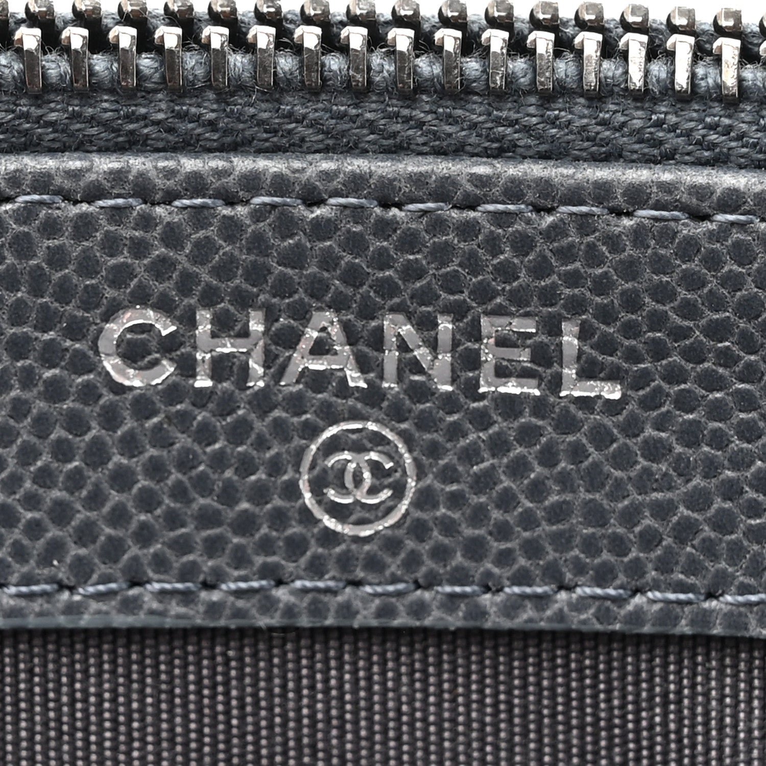 Caviar Quilted Small Clutch With Chain Grey - Image 8