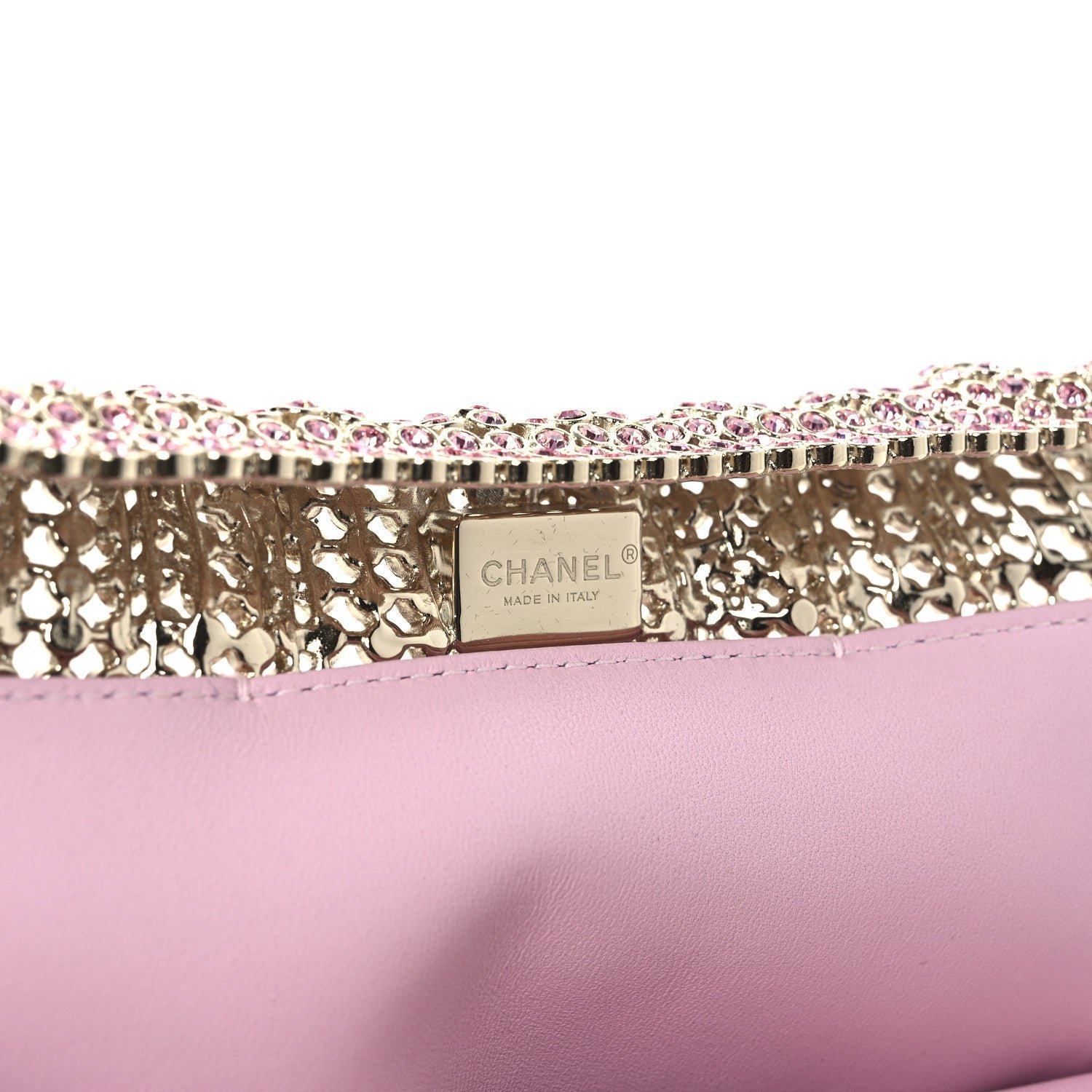 Crystal Embellished Metallic Lambskin Mini Chanel 22 Pink - Image 6
