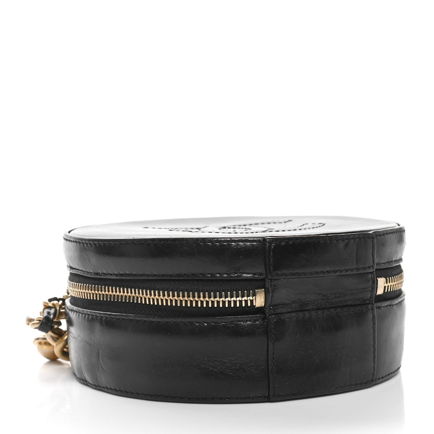 Glazed Calfskin Round As Earth Evening Bag Black - Image 4