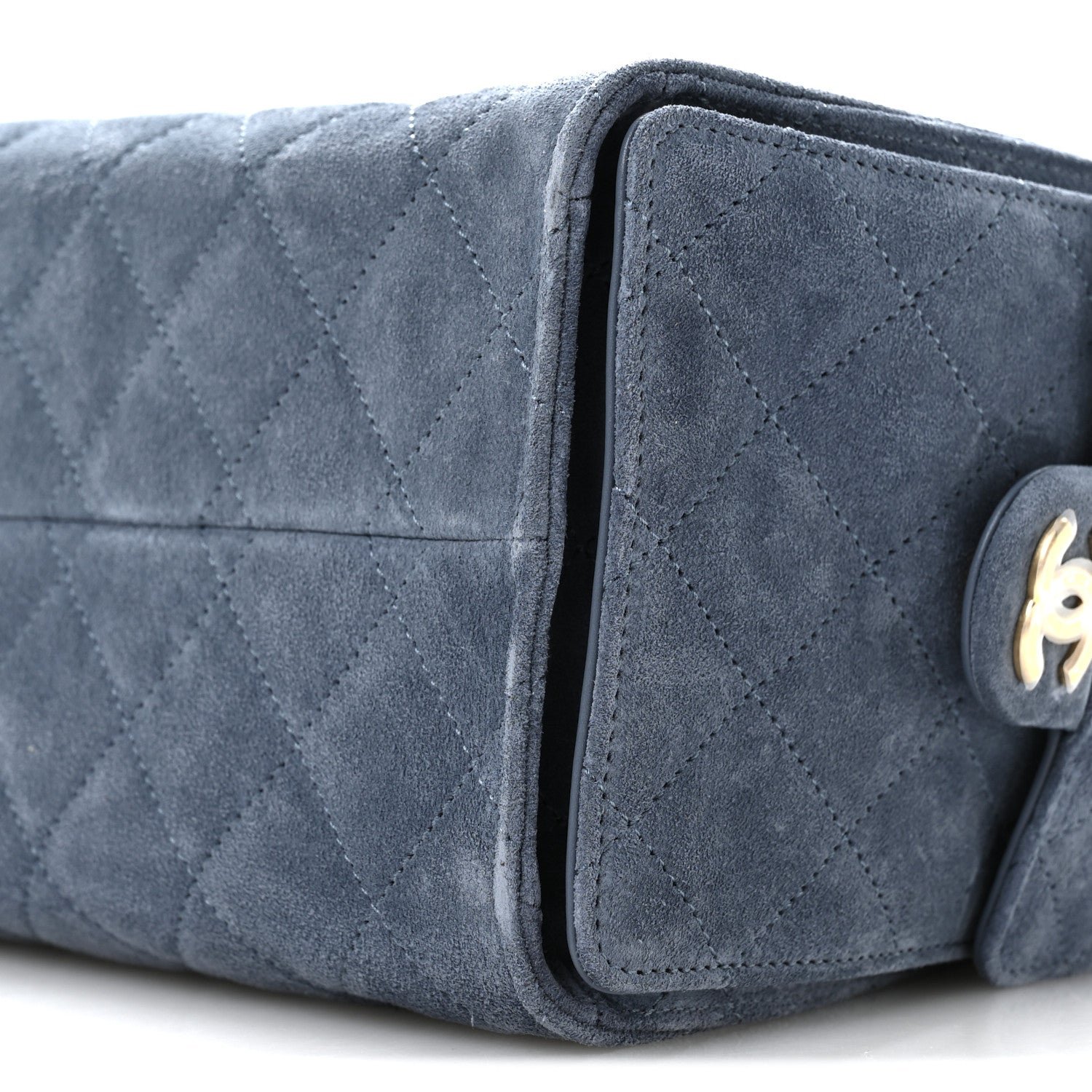 Suede Quilted Small Chanel 25 Handbag Blue - Image 10