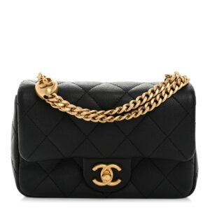 Caviar Quilted Mini Sweetheart Rectangular Flap Black