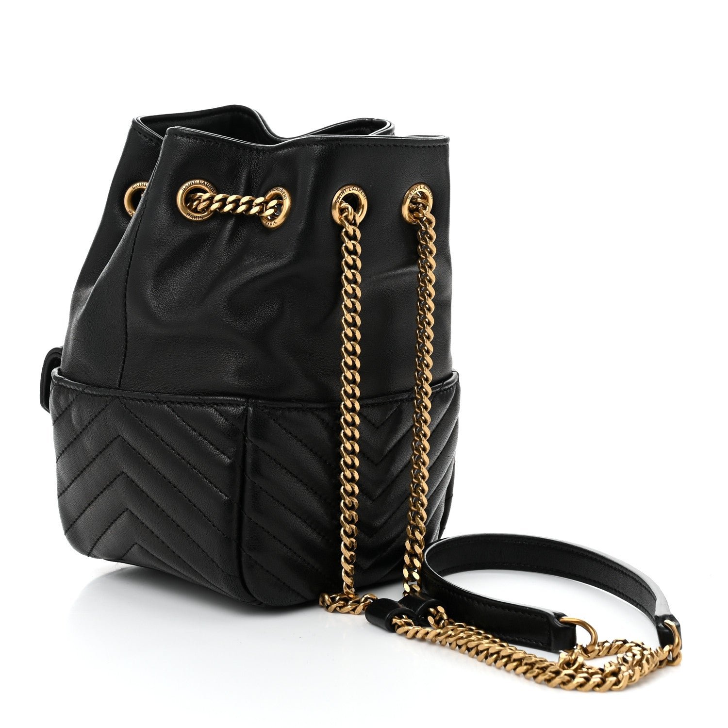 Lambskin Matelasse Monogram Joe Nano Bucket Bag Black - Image 3