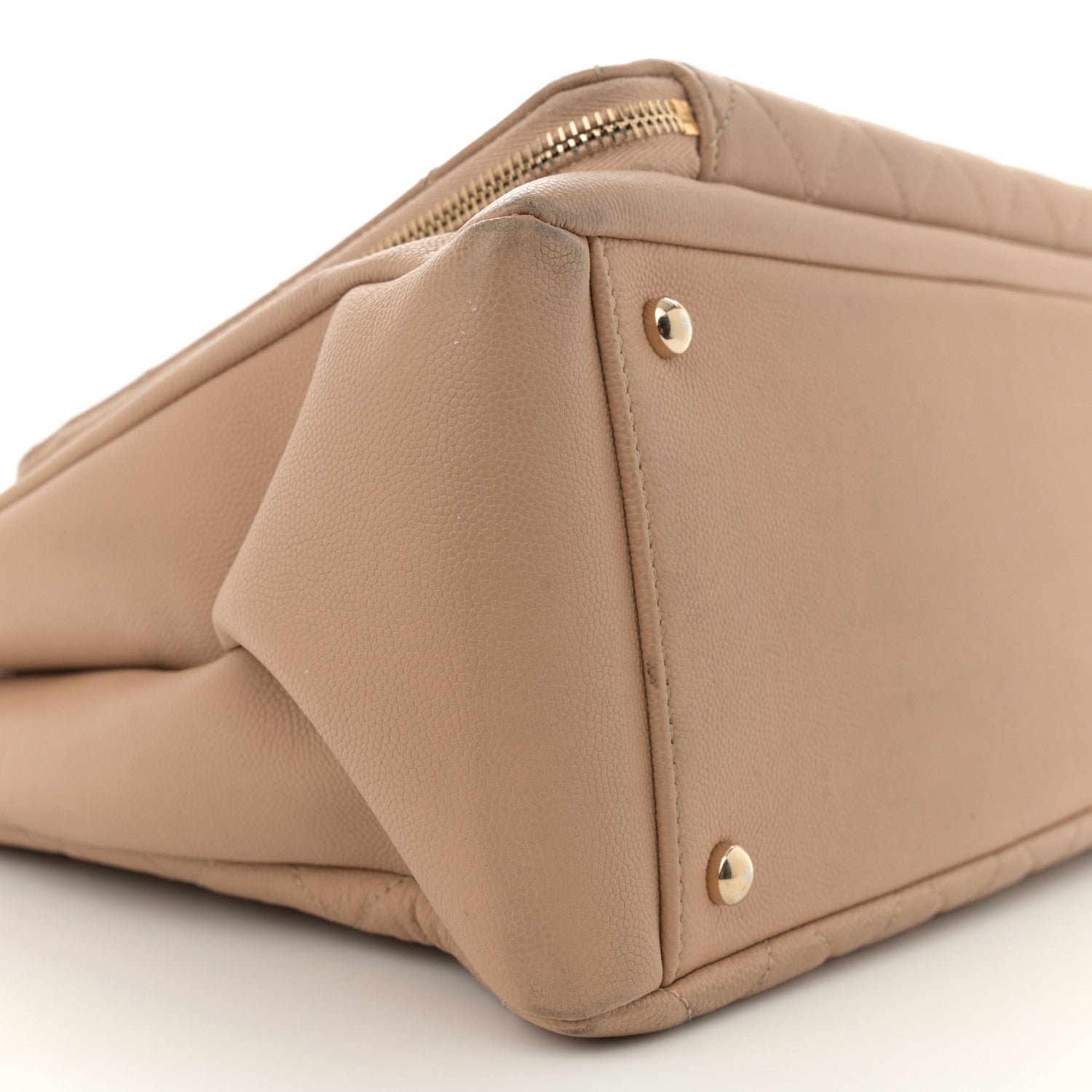 Caviar Quilted Large Business Affinity Shopping Bag Beige - Image 9