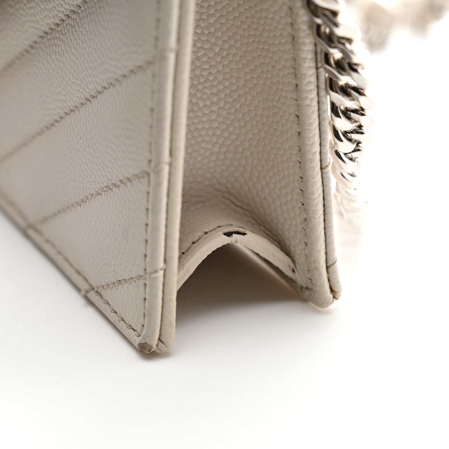 Grain De Poudre Matelasse Chevron Monogram Envelope Chain Wallet Crema Soft - Image 11