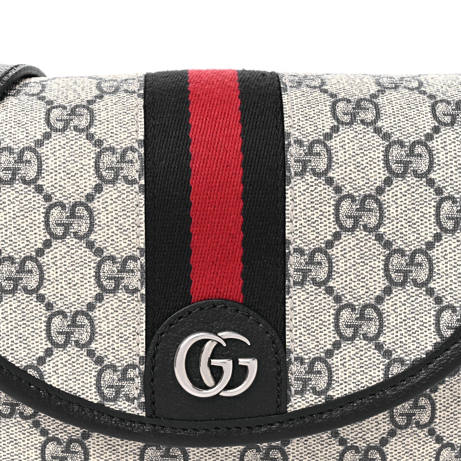 GG Supreme Monogram Textured Dollar Calfskin Mini Ophidia Flap Shoulder Bag Beige Blue - Image 8