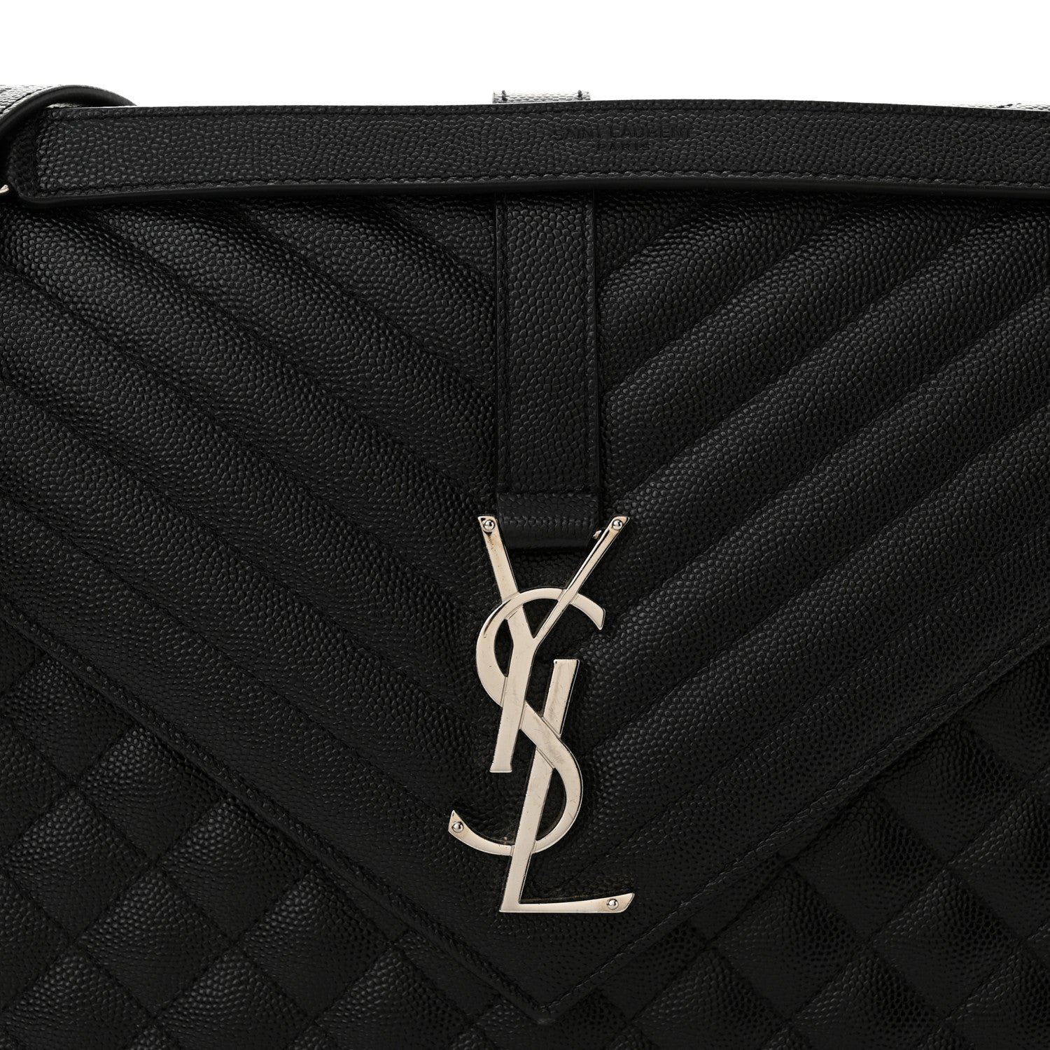 Grain De Poudre Textured Mixed Matelasse Large Triquilt Monogram Satchel Black - Image 8