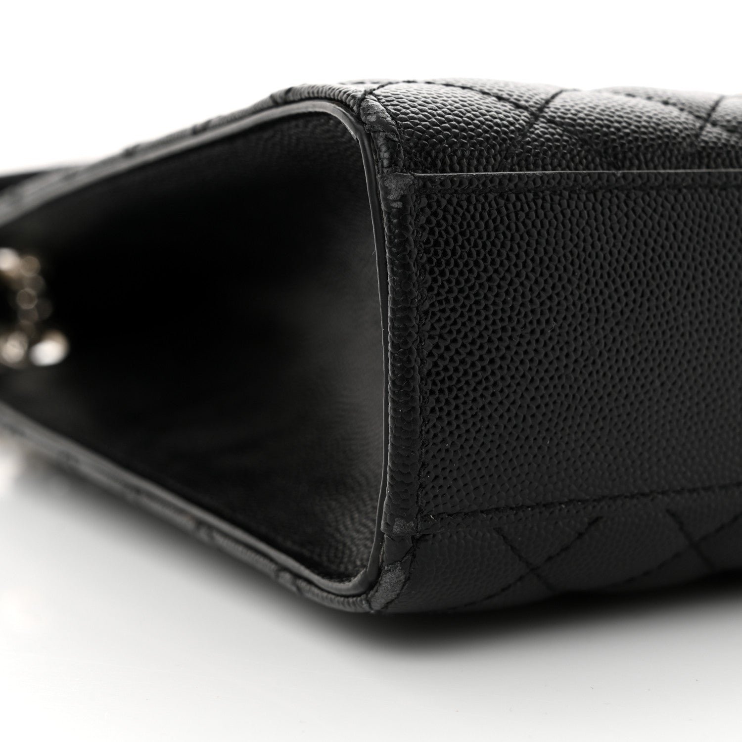 Grain De Poudre Textured Mixed Matelasse Large Triquilt Monogram Satchel Black - Image 9