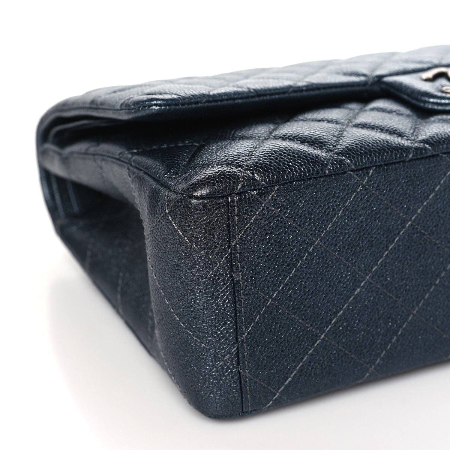 Metallic Caviar Quilted Maxi Double Flap Charcoal - Image 9