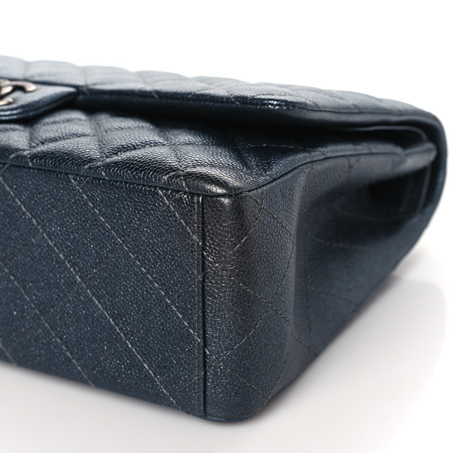 Metallic Caviar Quilted Maxi Double Flap Charcoal - Image 10