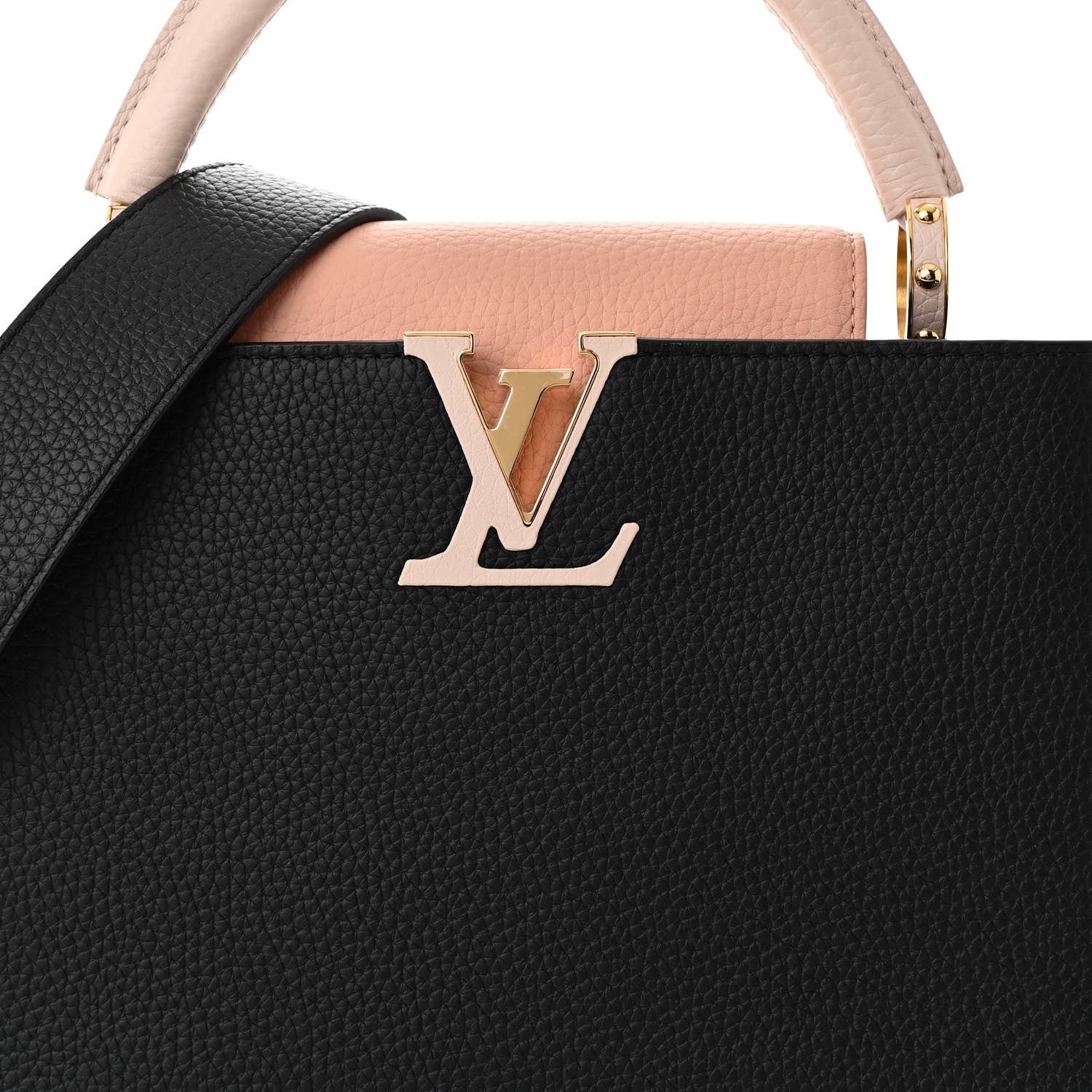 Taurillon Capucines MM Black Rose Trianon Pink Coquille Beige - Image 7