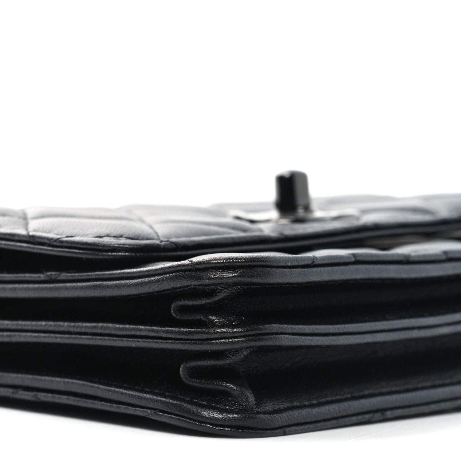 Lambskin Quilted Mini Trendy CC Wallet On Chain WOC So Black - Image 9