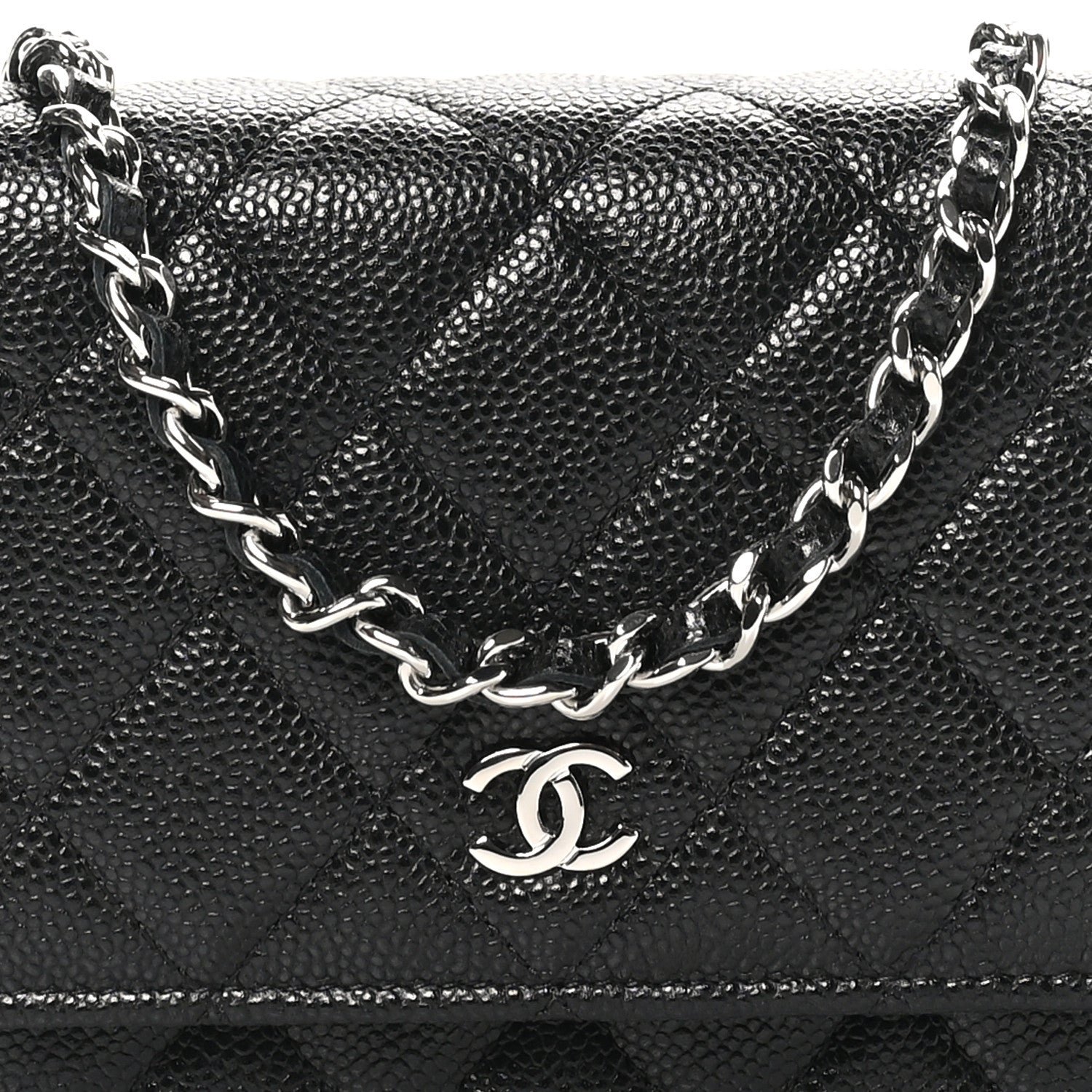 Caviar Quilted Mini Wallet On Chain WOC Black - Image 8