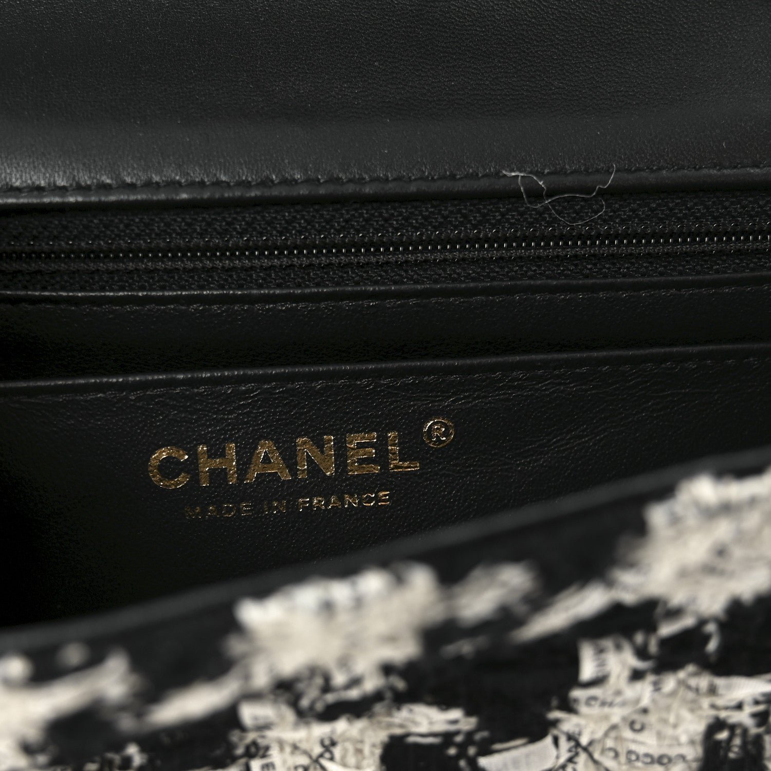 Tweed Quilted Mini Rectangular Flap Black Ecru White - Image 6