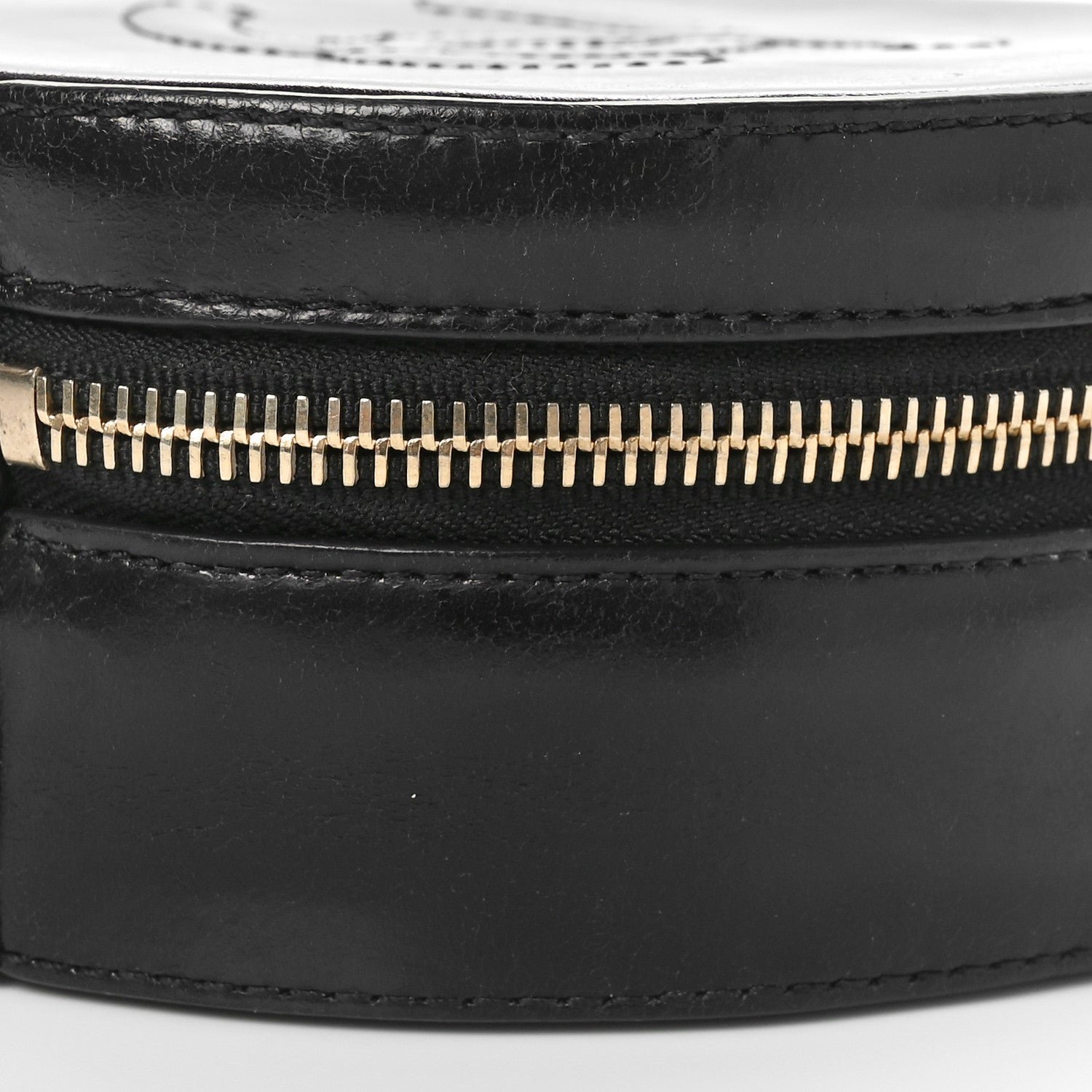 Glazed Calfskin Round As Earth Evening Bag Black - Image 10