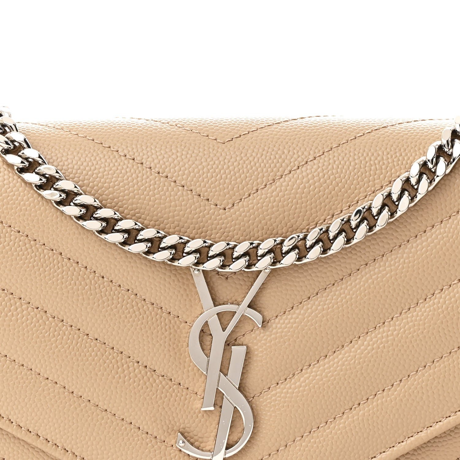 Grain De Poudre Matelasse Chevron Cassandre Chain Wallet Dark Beige - Image 9