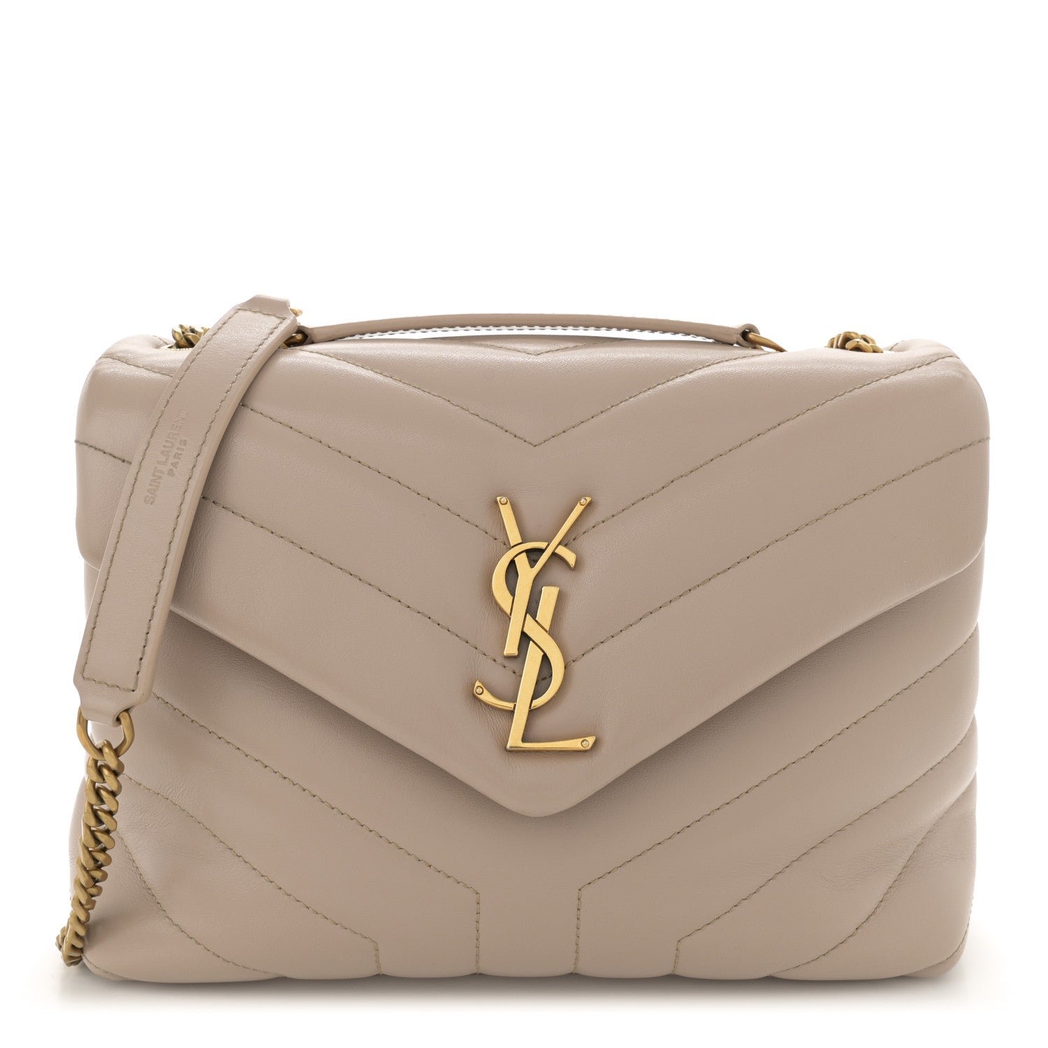 Calfskin Y Quilted Monogram Small Loulou Chain Satchel Taupe