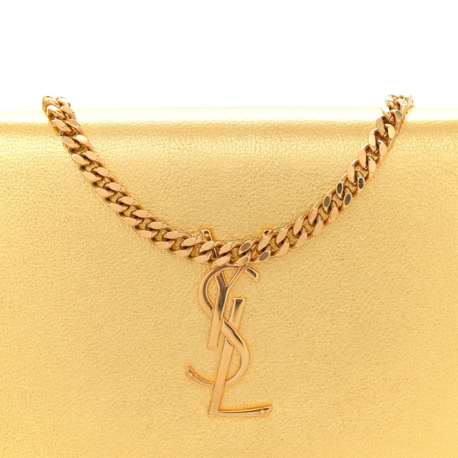 Metallic Calfskin Monogram Chain Wallet Gold - Image 7