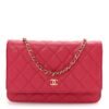 Caviar Quilted Wallet on Chain WOC Dark Pink