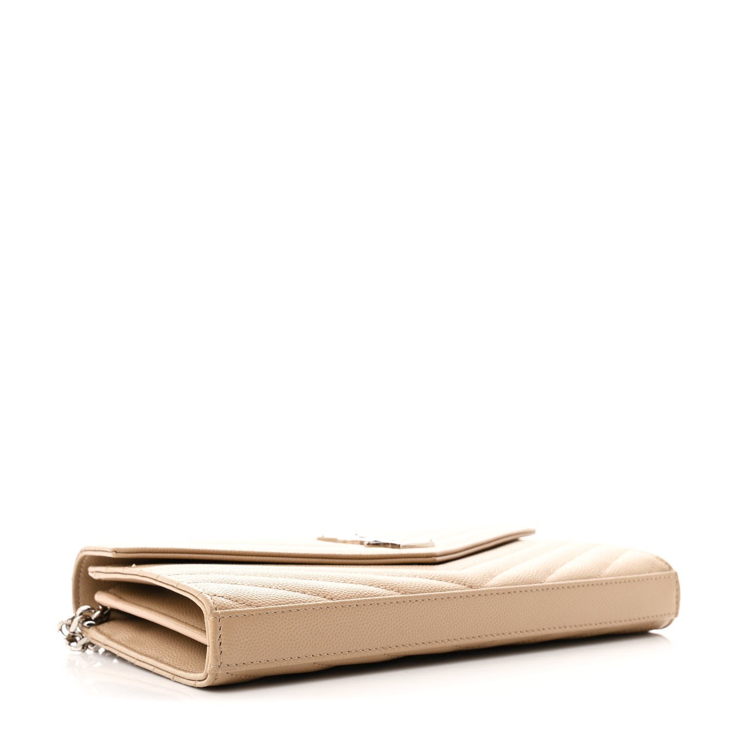 Grain De Poudre Matelasse Chevron Cassandre Chain Wallet Dark Beige - Image 4