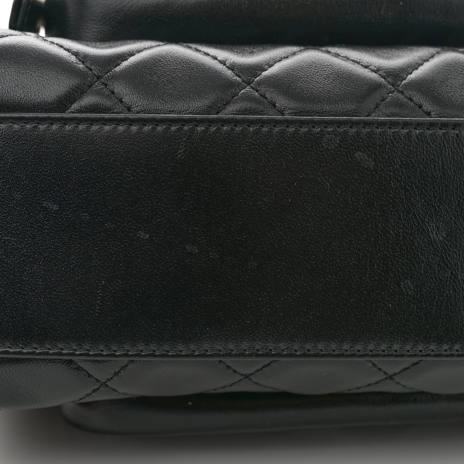 Shiny Crumpled Lambskin Quilted Medium Preppy Pocket Camera Case Black - Image 11