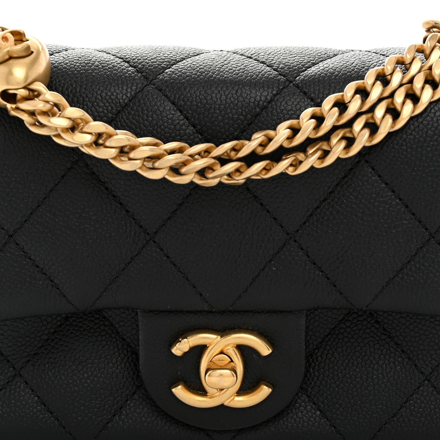Caviar Quilted Mini Sweetheart Rectangular Flap Black - Image 8