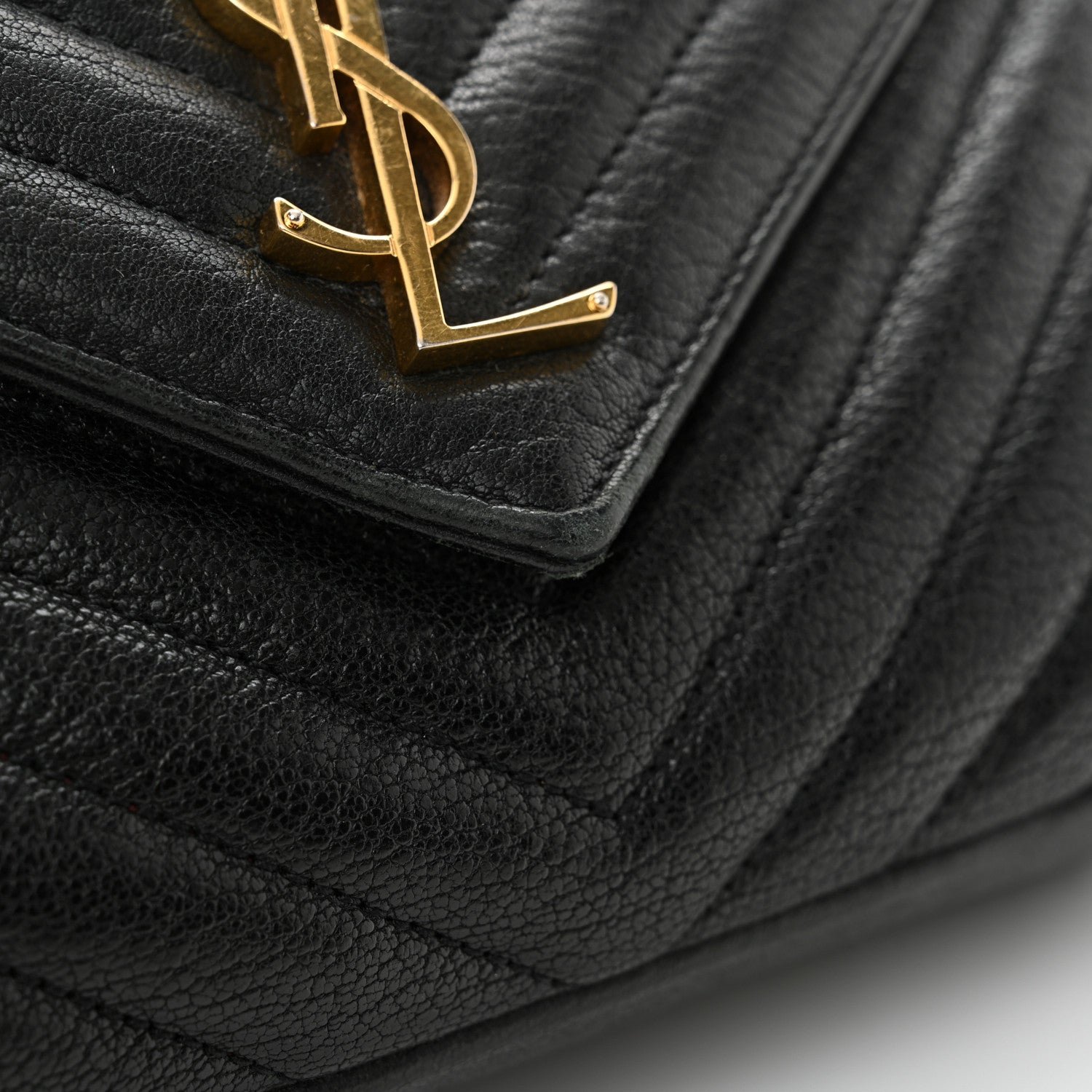 Sheepskin Matelasse Chevron Monogram Medium College Bag Black - Image 17