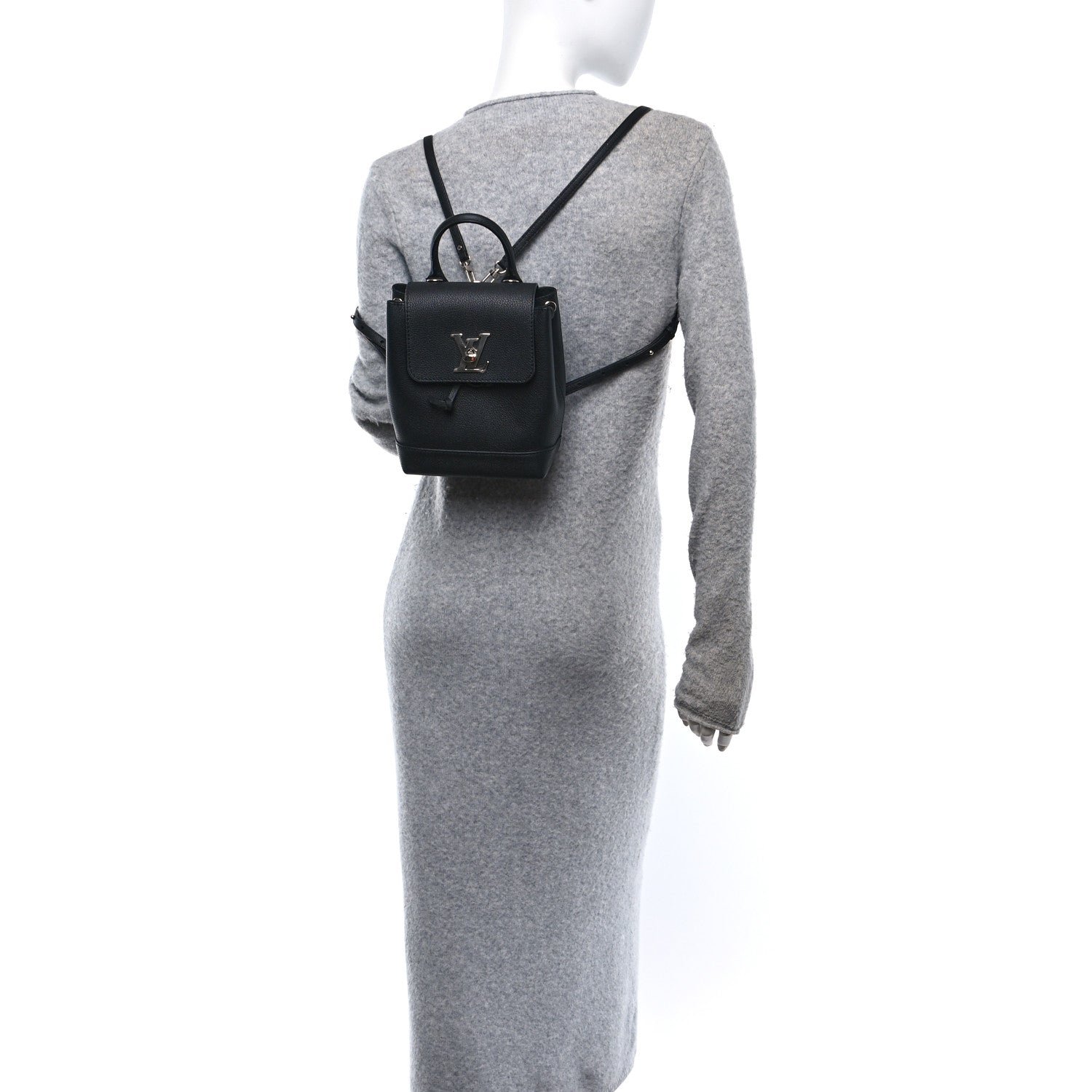 Calfskin Lockme Mini Backpack Black - Image 2