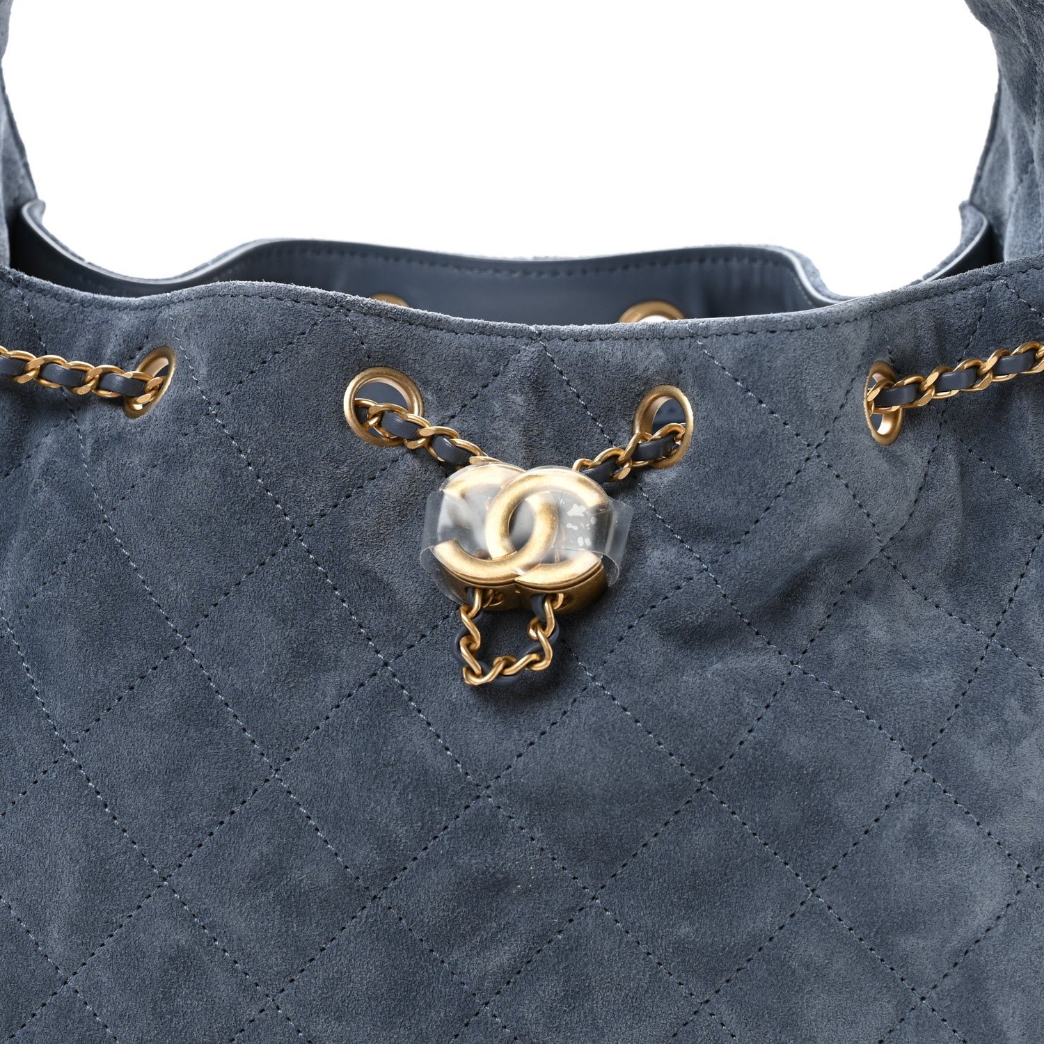 Suede Quilted Small Chanel 25 Handbag Blue - Image 8