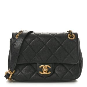 Caviar Quilted Mini Chain Flap Black