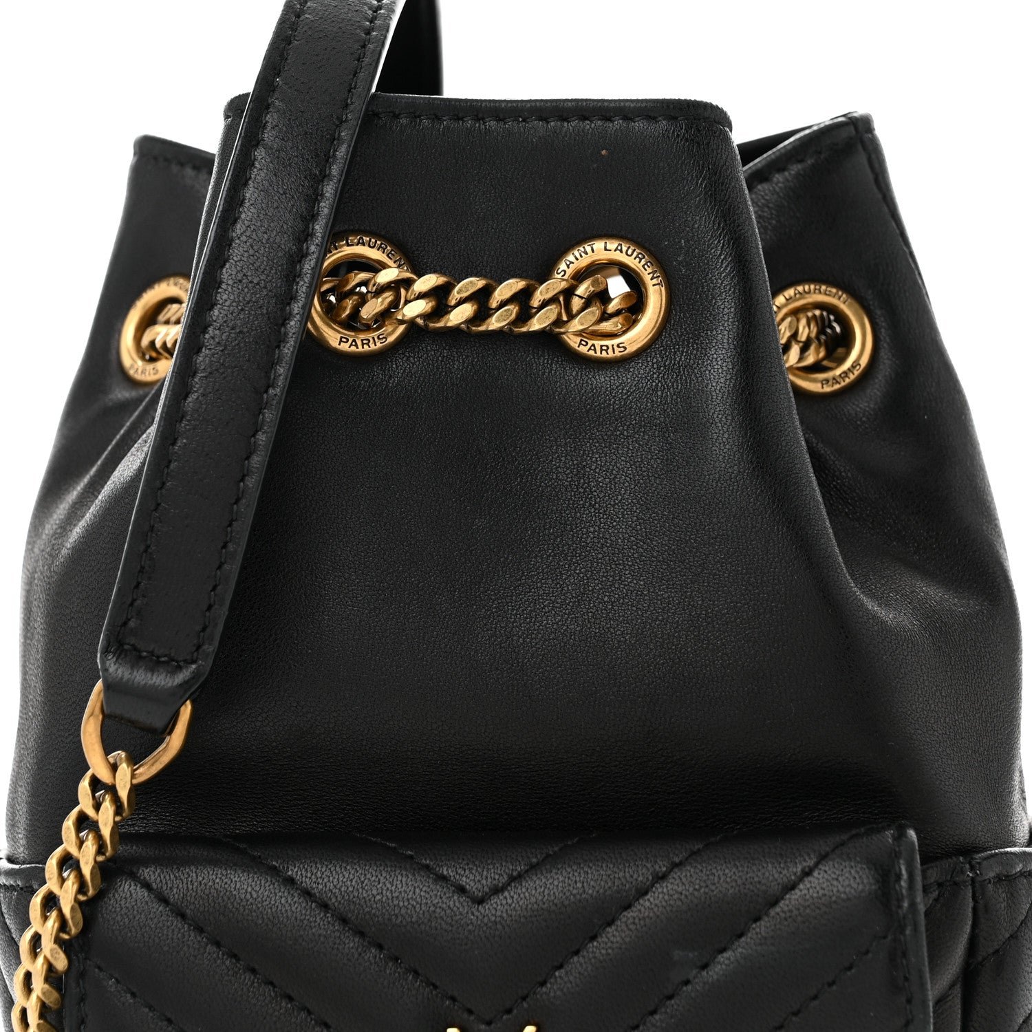 Lambskin Matelasse Monogram Joe Nano Bucket Bag Black - Image 8