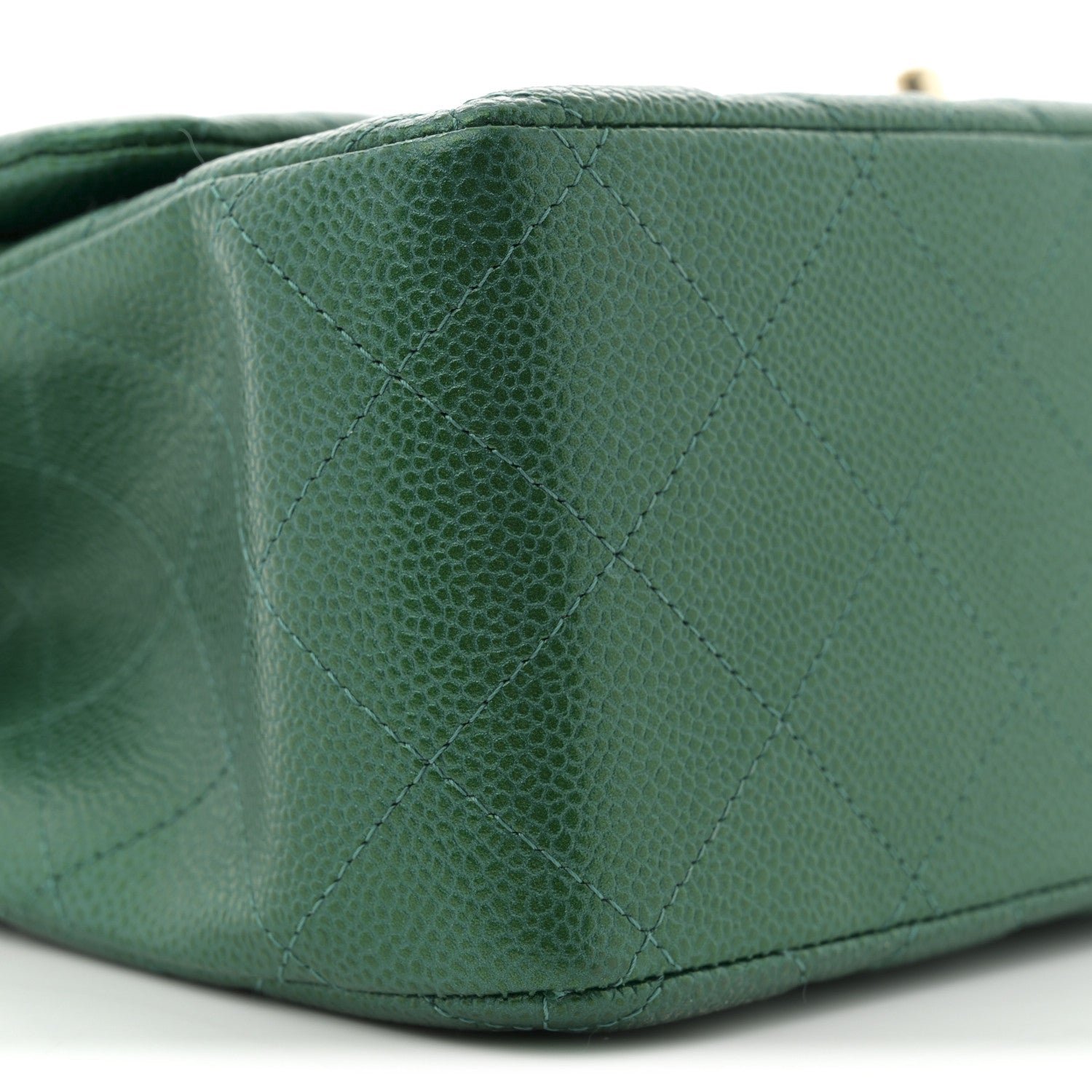 Metallic Caviar Quilted Jumbo Double Flap Green - Image 9