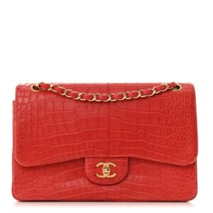 Matte Alligator Jumbo Double Flap Red