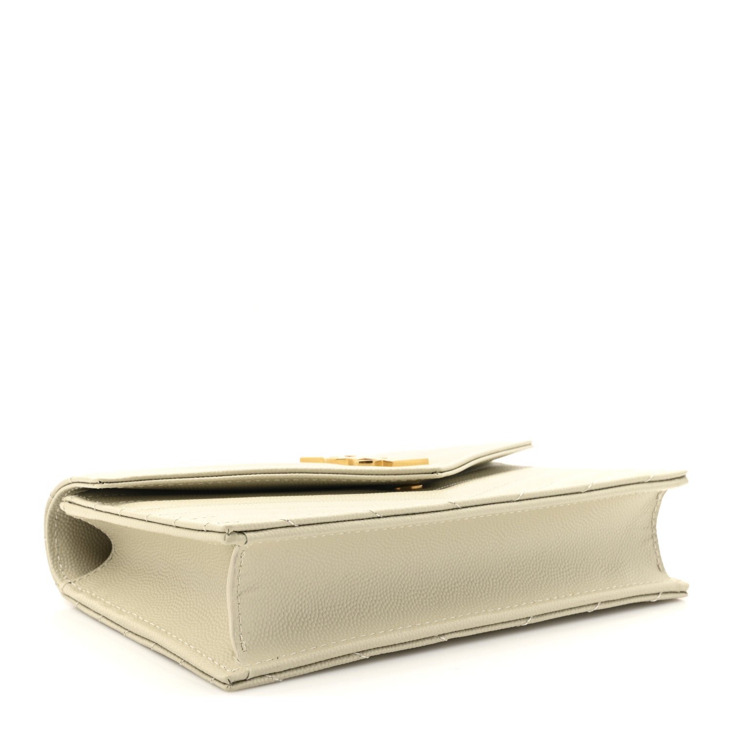Grain De Poudre Matelasse Chevron Monogram Envelope Chain Wallet Crema Soft - Image 4