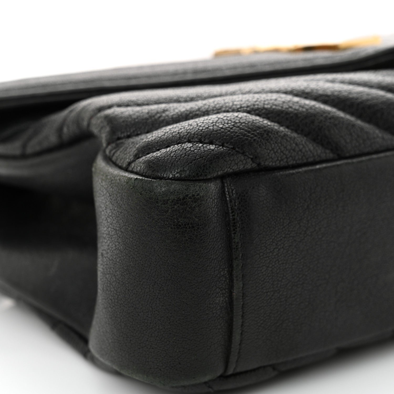 Sheepskin Matelasse Chevron Monogram Medium College Bag Black - Image 15