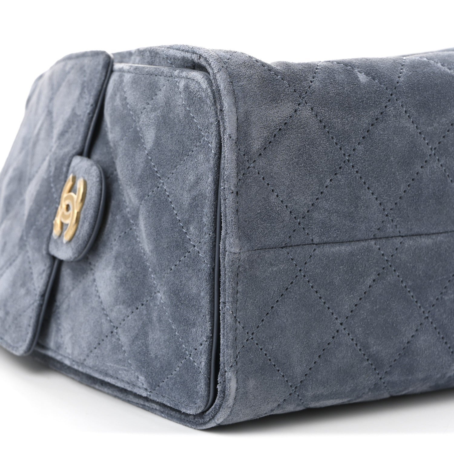 Suede Quilted Small Chanel 25 Handbag Blue - Image 9