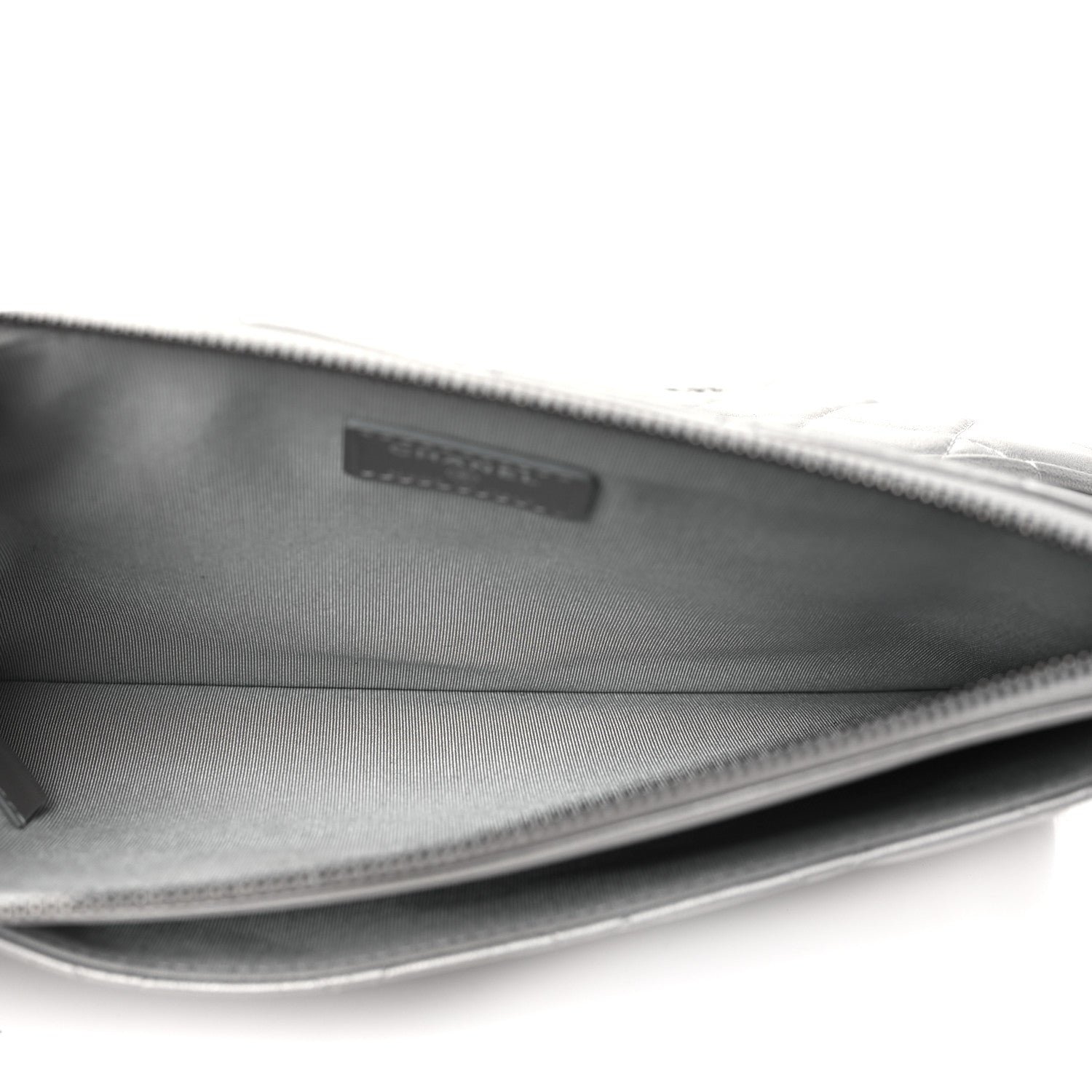 Metallic Lambskin Quilted Clutch With Chain Silver - Image 7