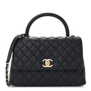 Caviar Quilted Small Coco Handle Flap Navy