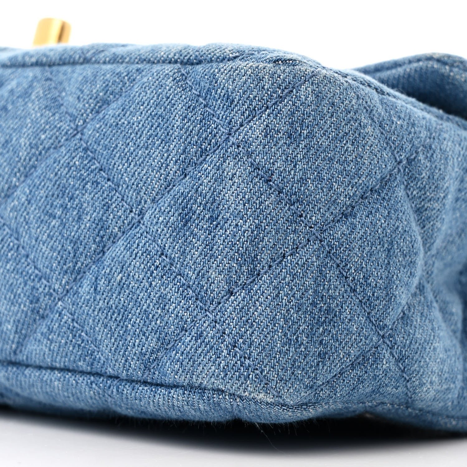 Denim Quilted Mini Pearl Crush Rectangular Flap Blue - Image 10