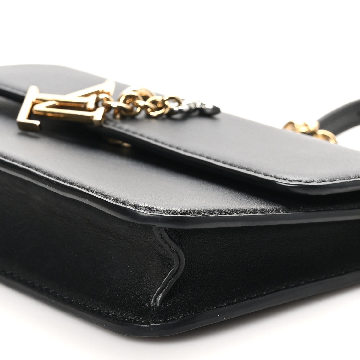 Calfskin LV Bloom Wallet On Chain Black - Image 9