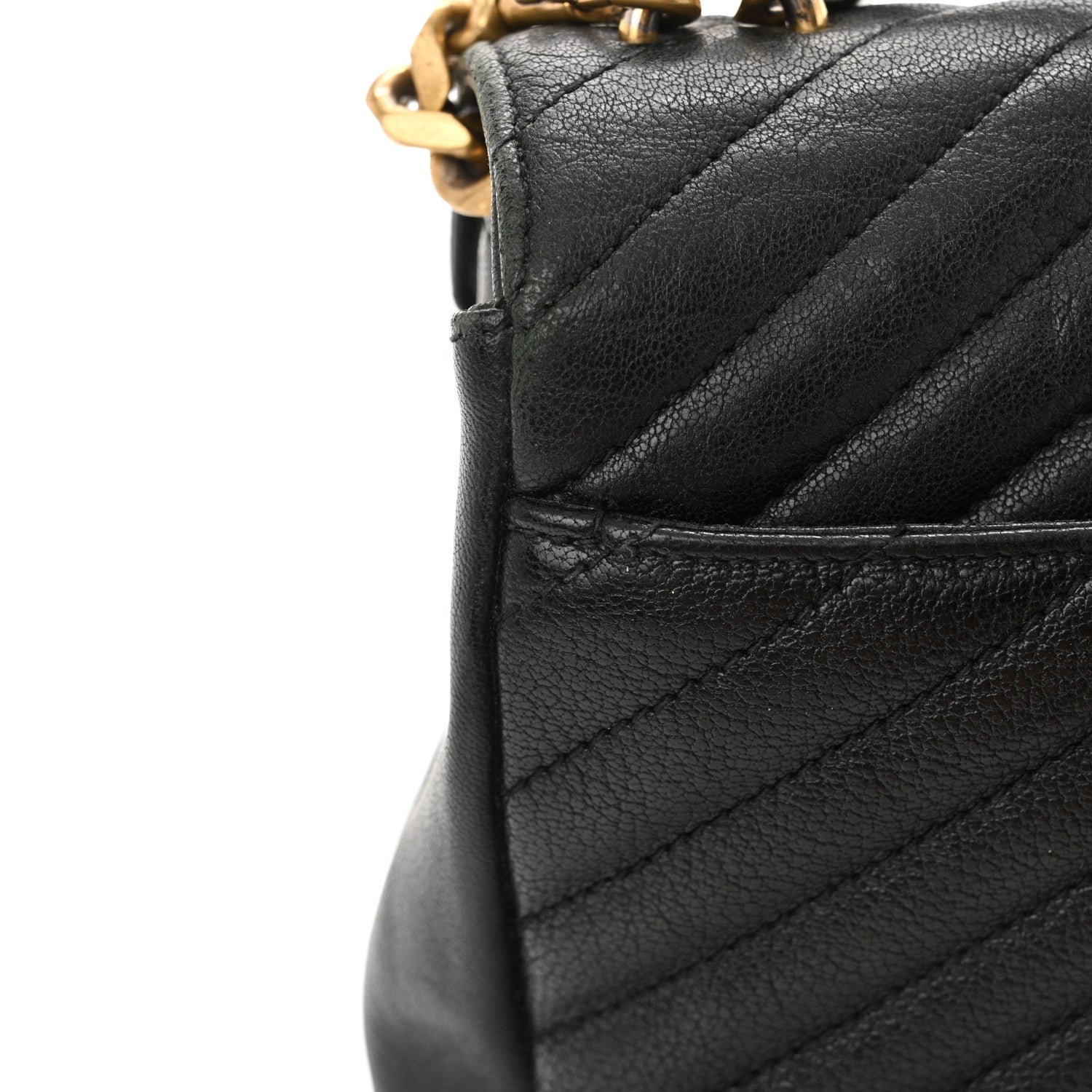 Sheepskin Matelasse Chevron Monogram Medium College Bag Black - Image 19
